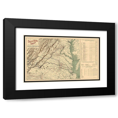Battle Fields Virginia - 1898 Black Modern Wood Framed Art Print with Double Matting by Unknown