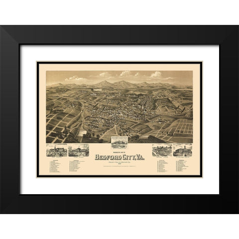 Bedford Virginia - Perry 1891 Black Modern Wood Framed Art Print with Double Matting by Perry