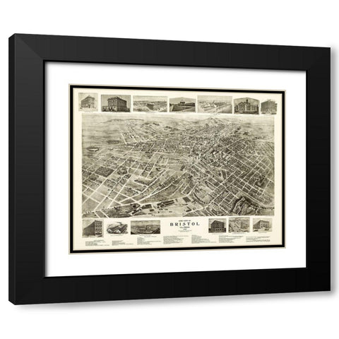 Bristol Virginia - Fowell 1912 Black Modern Wood Framed Art Print with Double Matting by Fowler