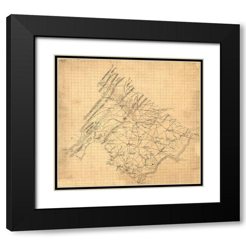 Frederick County Virginia - 1860 Black Modern Wood Framed Art Print with Double Matting by Unknown