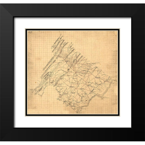 Frederick County Virginia - 1860 Black Modern Wood Framed Art Print with Double Matting by Unknown