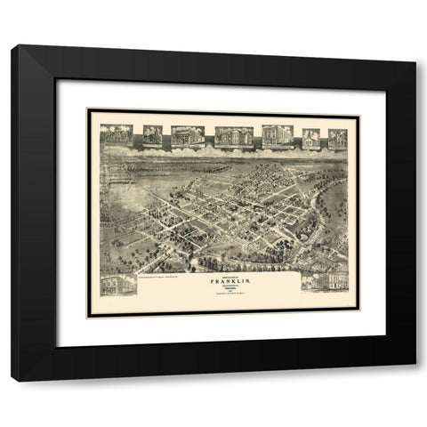 Franklin Virginia - Fowler 1907 Black Modern Wood Framed Art Print with Double Matting by Fowler