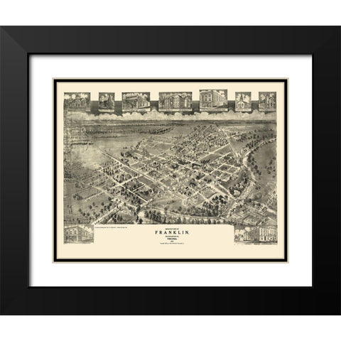 Franklin Virginia - Fowler 1907 Black Modern Wood Framed Art Print with Double Matting by Fowler