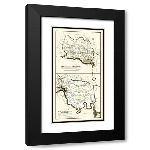 Henrico County Virginia - Hancock 1887 Black Modern Wood Framed Art Print with Double Matting by Hancock