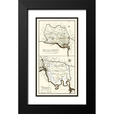 Henrico County Virginia - Hancock 1887 Black Modern Wood Framed Art Print with Double Matting by Hancock