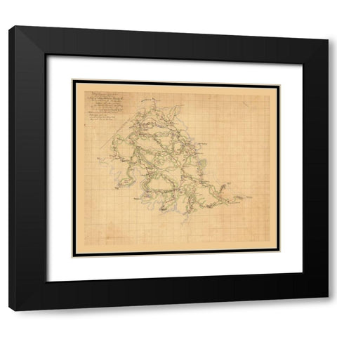 King William County Virginia - Hotchkiss 1863 Black Modern Wood Framed Art Print with Double Matting by Hotchkiss