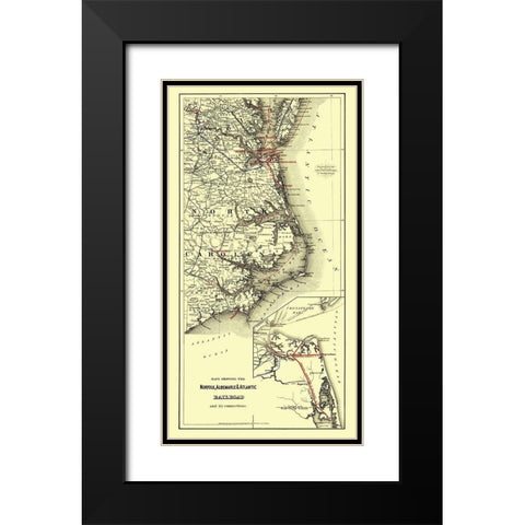 Norfolk, Albemarle, Atlantic Railroad Connections Black Modern Wood Framed Art Print with Double Matting by Colton