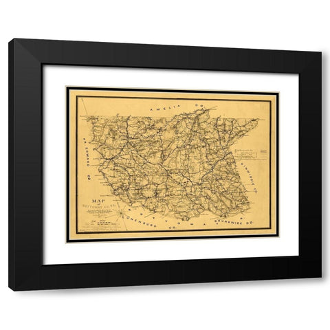 Nottoway County Virginia - Campbell 1864 Black Modern Wood Framed Art Print with Double Matting by Camphell