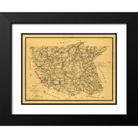Nottoway County Virginia - Campbell 1864 Black Modern Wood Framed Art Print with Double Matting by Camphell