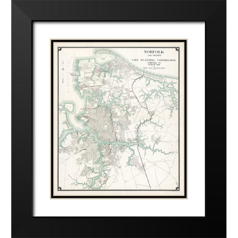 Norfolk Virginia - 1921 Black Modern Wood Framed Art Print with Double Matting by Unknown