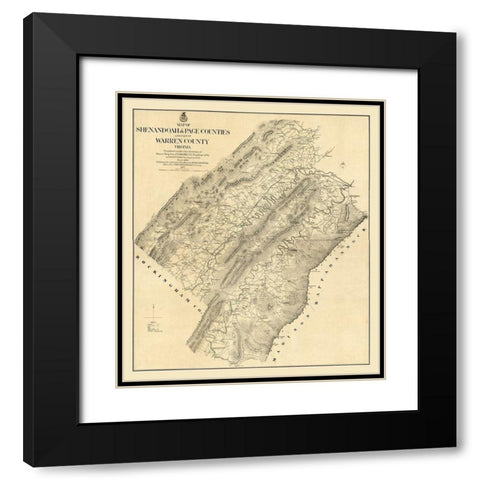 Page County Virginia - Michie 1875 Black Modern Wood Framed Art Print with Double Matting by Michie
