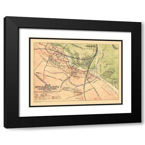 Petersburg Virginia - 1866 Black Modern Wood Framed Art Print with Double Matting by Unknown