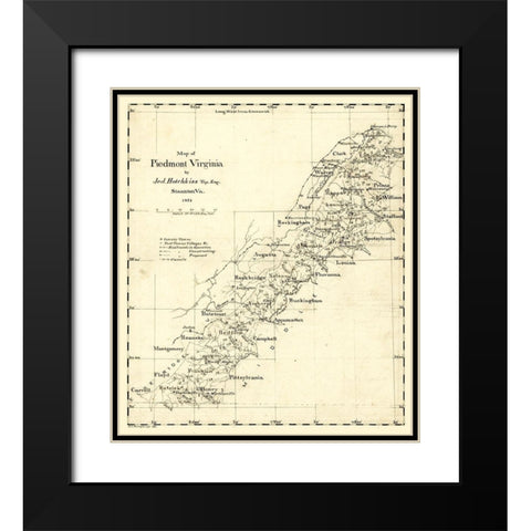 Piedmont Virginia - Hotchkiss 1873 Black Modern Wood Framed Art Print with Double Matting by Hotchkiss