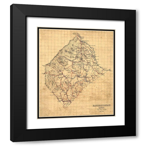 Rappahannock County Virginia - 1863 Black Modern Wood Framed Art Print with Double Matting by Unknown