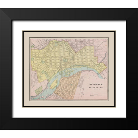 Richmond, Manchester  Virginia - Cram 1892 Black Modern Wood Framed Art Print with Double Matting by Cram