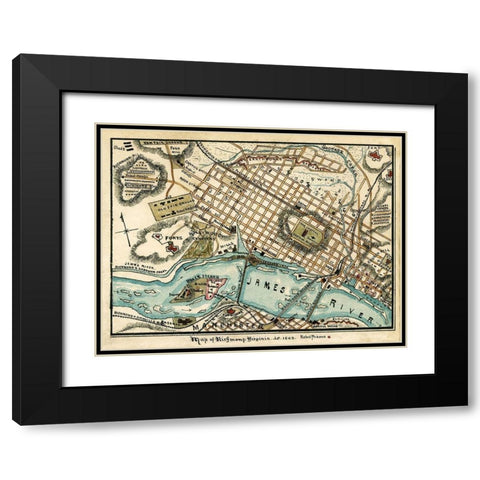 Richmond Virginia - 1863 Black Modern Wood Framed Art Print with Double Matting by Unknown