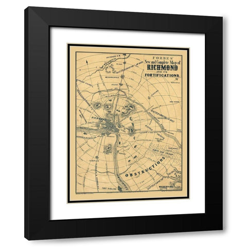 Richmond Virginia - Forbes 1864 Black Modern Wood Framed Art Print with Double Matting by Forbes