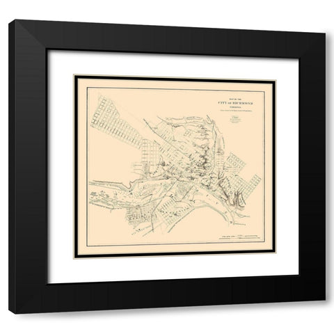 Richmond Virginia - Adams 1864 Black Modern Wood Framed Art Print with Double Matting by Adams