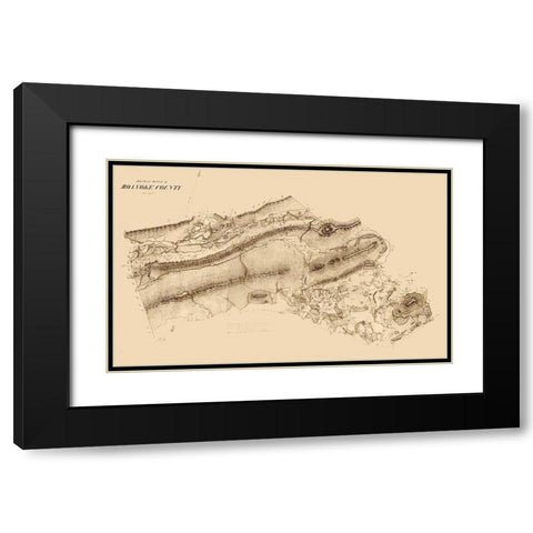 Roanoke County Virginia - 1860 Black Modern Wood Framed Art Print with Double Matting by Unknown