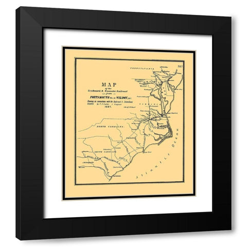 Seaboard and Roanoke Railroad - Bouve 1847 Black Modern Wood Framed Art Print with Double Matting by Bouve