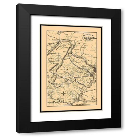 Seat of War Virginia - Duncan 1862 Black Modern Wood Framed Art Print with Double Matting by Duncan
