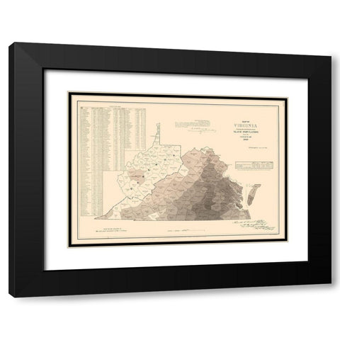 Slave Population Virginia - Kennedy 1861 Black Modern Wood Framed Art Print with Double Matting by Kennedy