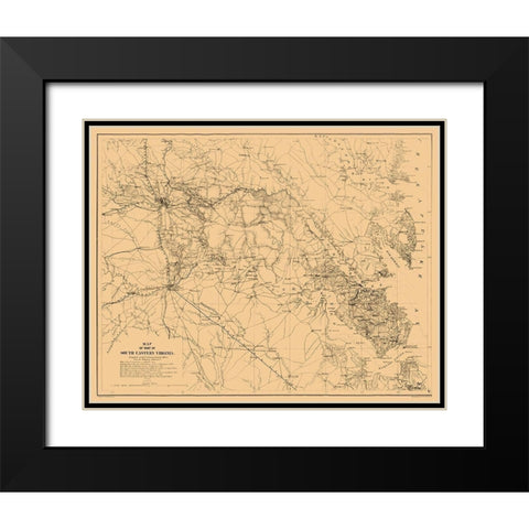South Eastern Virginia - Cooke 1862 Black Modern Wood Framed Art Print with Double Matting by Cooke