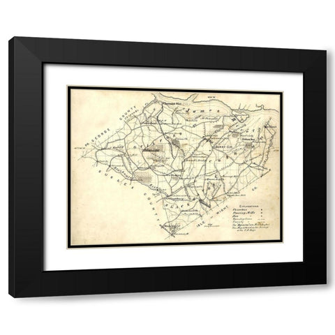 Surry County Virginia - 1871 Black Modern Wood Framed Art Print with Double Matting by Unknown