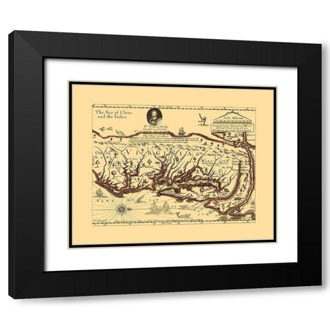 Virginia - Sir Francis Drakes - Hills Black Modern Wood Framed Art Print with Double Matting by Hills
