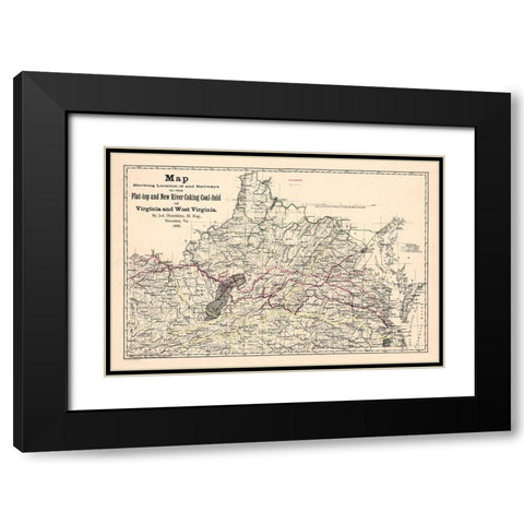 Virginia West Virginia - Hotchkiss 1888 Black Modern Wood Framed Art Print with Double Matting by Hotchkiss