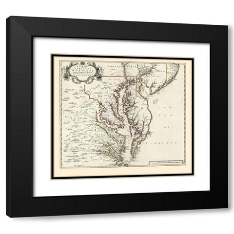 Virginia Maryland - 1700 Black Modern Wood Framed Art Print with Double Matting by Unknown