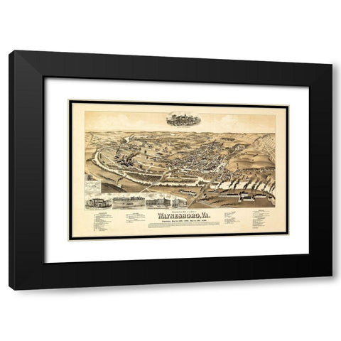 Waynesboro Virginia - Perry 1891 Black Modern Wood Framed Art Print with Double Matting by Perry