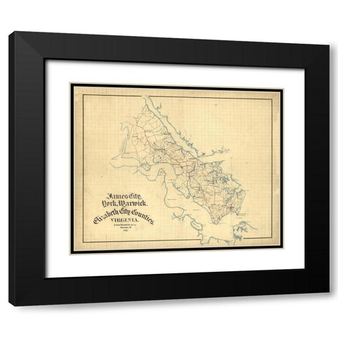 York County Virginia - Hotchkifs 1867 Black Modern Wood Framed Art Print with Double Matting by Hotchkifs