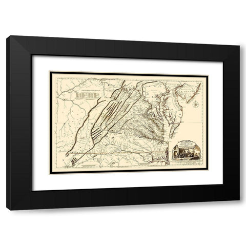 Virginia, Maryland - Jefferys 1751 Black Modern Wood Framed Art Print with Double Matting by Jefferys