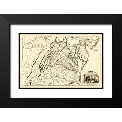 Virginia, Maryland - Jefferys 1751 Black Modern Wood Framed Art Print with Double Matting by Jefferys