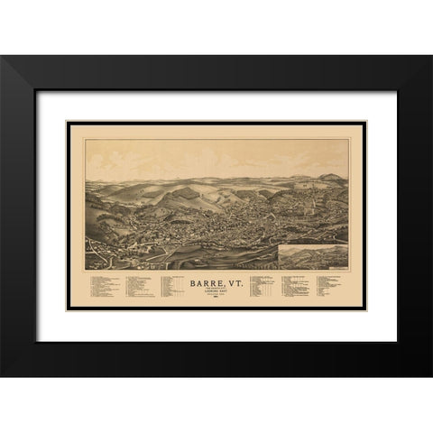 Barre Vermont - Norris 1891 Black Modern Wood Framed Art Print with Double Matting by Norris