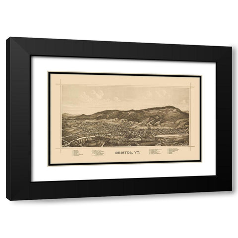 Bristol Vermont - Norris 1889 Black Modern Wood Framed Art Print with Double Matting by Norris