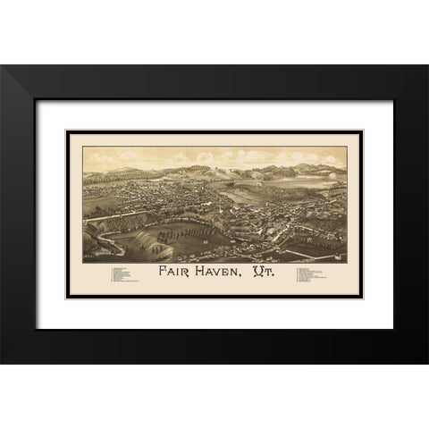 Fair Haven Vermont - Burleigh 1886 Black Modern Wood Framed Art Print with Double Matting by Burleigh