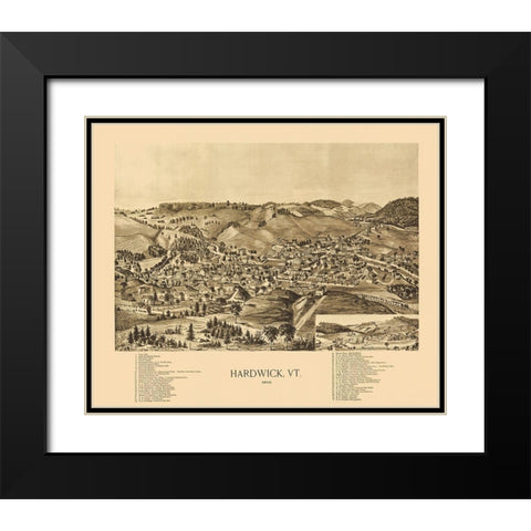 Hardwick Vermont - Norris 1892 Black Modern Wood Framed Art Print with Double Matting by Norris