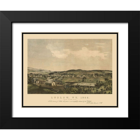 Ludlow Vermont - Moore 1859 Black Modern Wood Framed Art Print with Double Matting by Moore