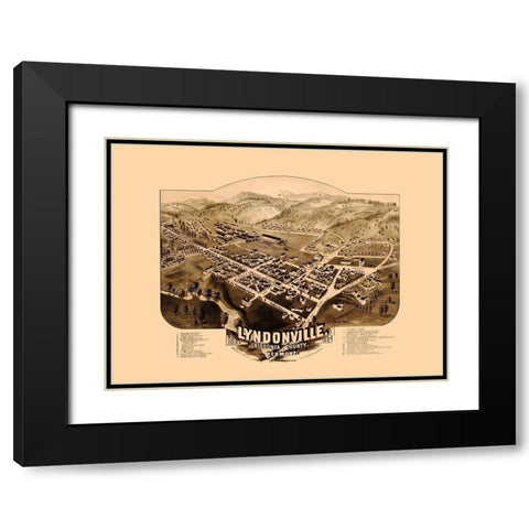 Lyndonville Vermont - Norris 1884  Black Modern Wood Framed Art Print with Double Matting by Norris