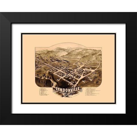 Lyndonville Vermont - Norris 1884  Black Modern Wood Framed Art Print with Double Matting by Norris