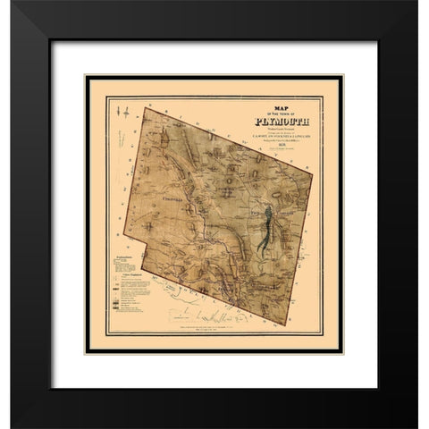 Plymouth Vermont - Hager 1859  Black Modern Wood Framed Art Print with Double Matting by Hager