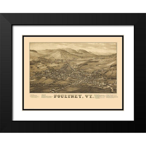 Poultney Vermont - Burleigh 1886 Black Modern Wood Framed Art Print with Double Matting by Burleigh
