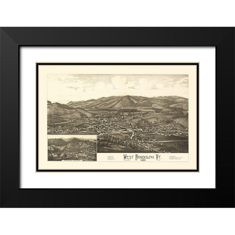 West Randolph Vermont - Burleigh 1886 Black Modern Wood Framed Art Print with Double Matting by Burleigh