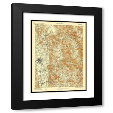 Rutland Vermont Quad - USGS 1893 Black Modern Wood Framed Art Print with Double Matting by USGS