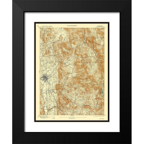 Rutland Vermont Quad - USGS 1893 Black Modern Wood Framed Art Print with Double Matting by USGS