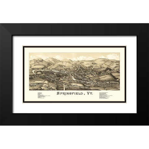 Springfield Vermont - Burleigh 1886 Black Modern Wood Framed Art Print with Double Matting by Burleigh