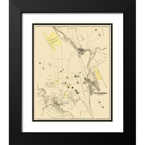 St. Johnsbury Vermont Landowner - Beers 1876 Black Modern Wood Framed Art Print with Double Matting by Beers