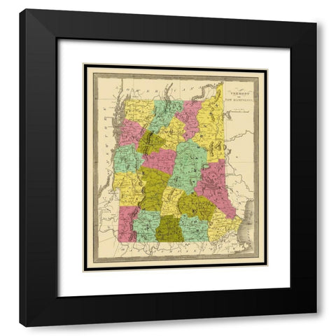 Vermont, New Hampshire - Greenleaf 1840 Black Modern Wood Framed Art Print with Double Matting by Greenleaf